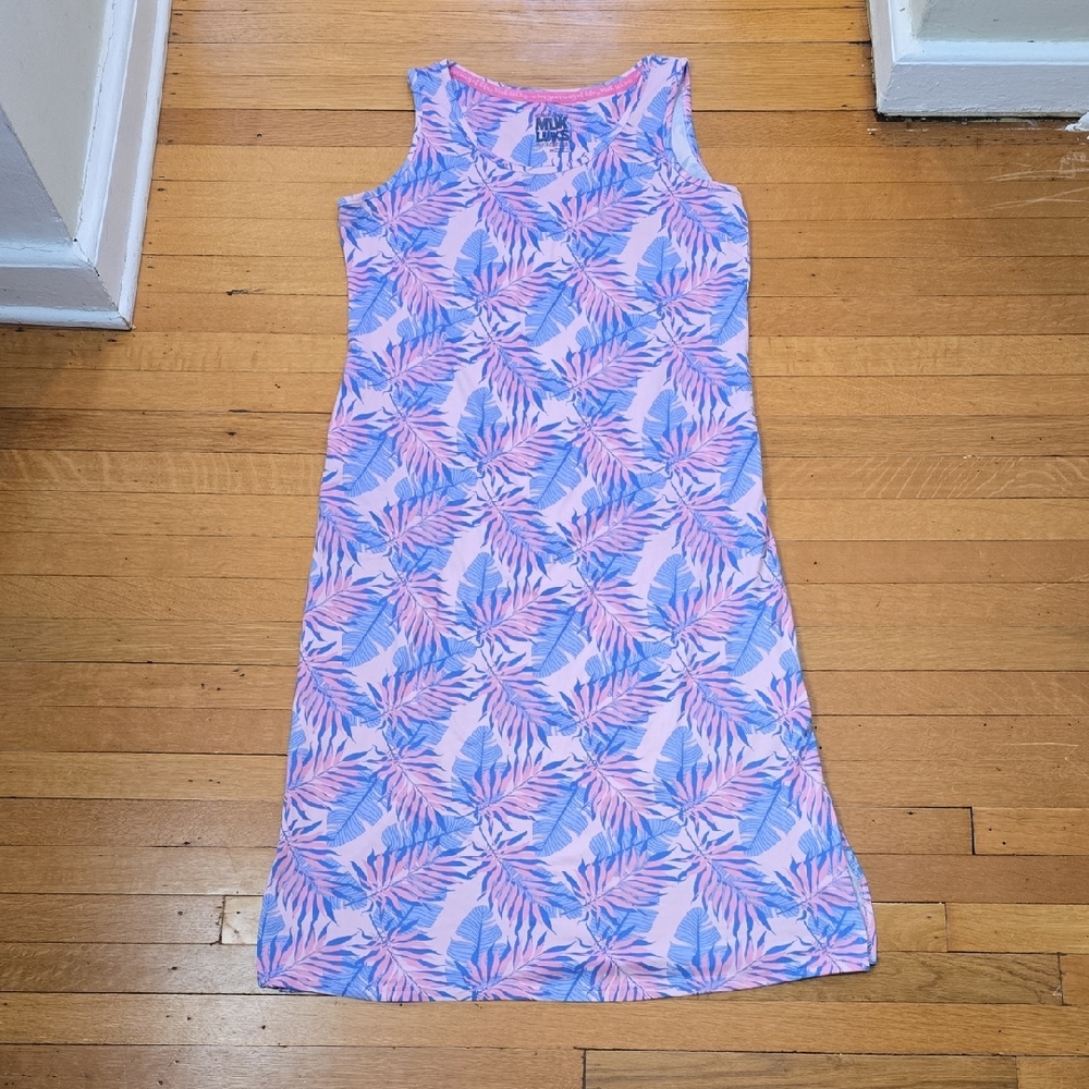 Muk Luks, Tropical Palm Leaf Sleeveless Nightgown/Lounge Dress, EUC, Women's M